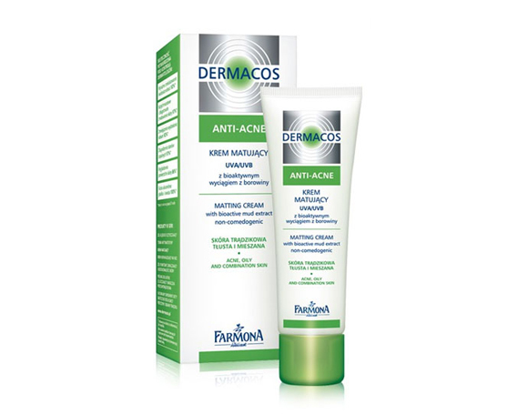 Придающий матовость крем для лица на день UVA/UVB Dermacos Anti-Acne купить в Минске 